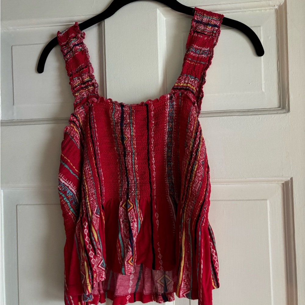 Multicolor smock peplum top